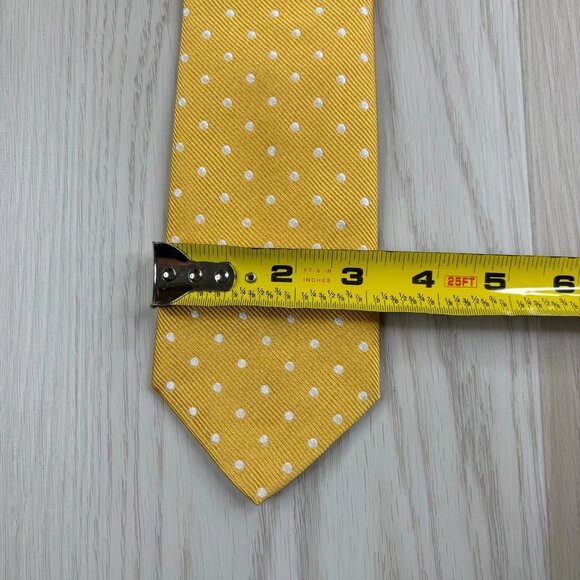 Versace Mens Yellow White Polka Dot Pointed 100% Pure Silk Necktie 59x3 Inches - Picture 14 of 14